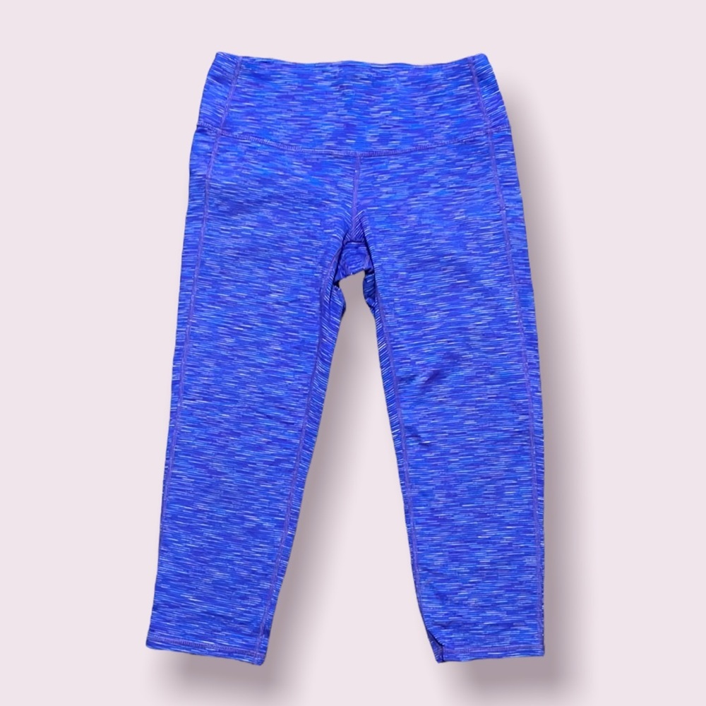 Athleta blue and purple capri yoga leggings.